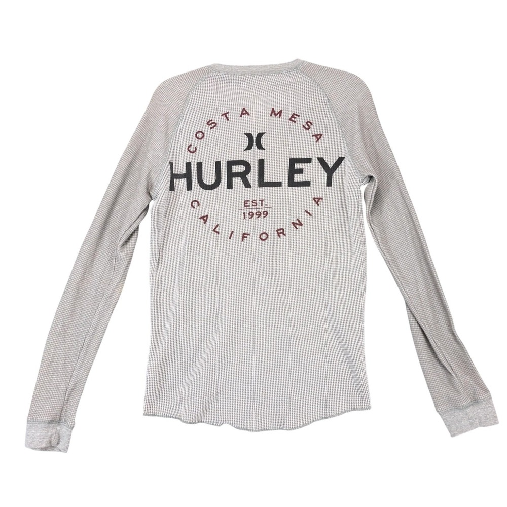 Hurley x Buckle Costa Mesa Gray Henley T-Shirt Mens S Waffle Knit 2-Sided Surfer